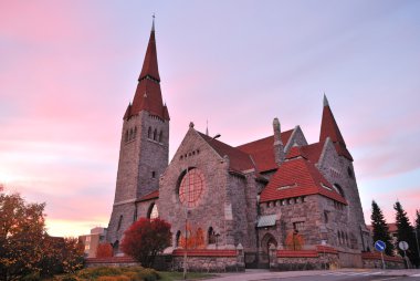 Finland.Tampere cathedral at sunset clipart