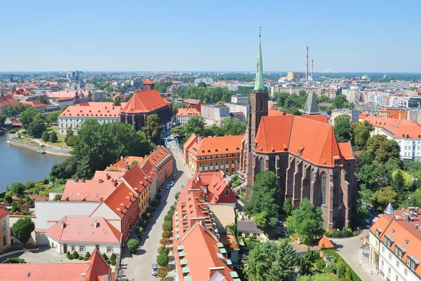 Top-view of the island Tumski in Wroclaw — Stock Photo, Image