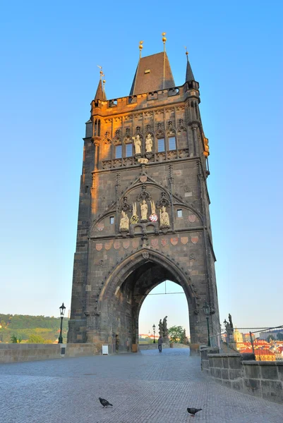 Praga. Torre de la Ciudad Vieja al amanecer — Foto de Stock