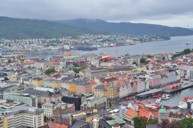 Norveç. Bergen 'in üst görünümü  