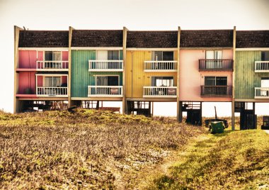 renkli evlerine denize yakın galveston, texas