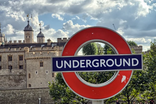 LONDON - SEP 27: Underground tube station sign in London on Sept — Stock Photo, Image