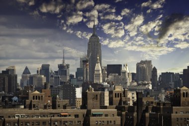 Manhattan siluetinin brooklyn Köprüsü'nden