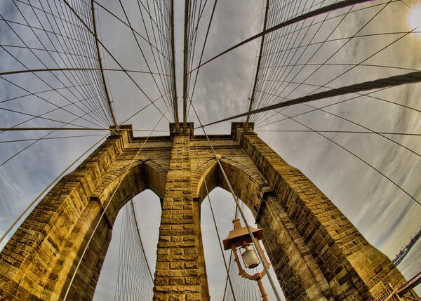 Magnificient structure of Brooklyn Bridge - New York City - USA