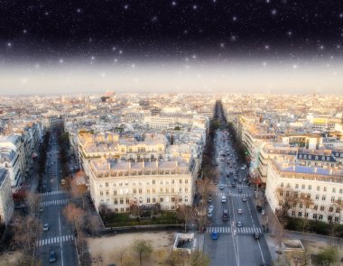 paris, panoramik triumph arc dan yukarıda yıldız