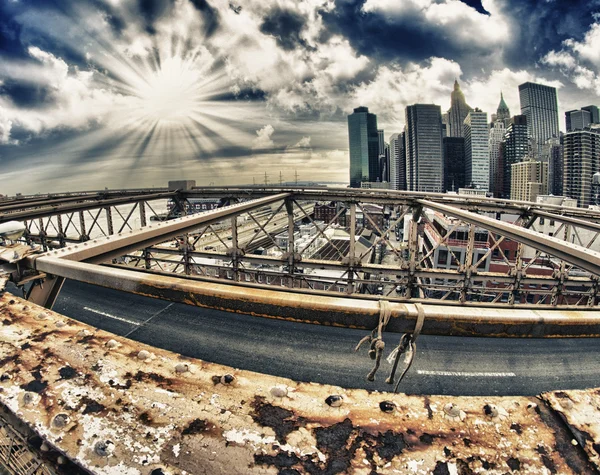 Winter kleuren van brooklyn bridge - new york city — Stockfoto