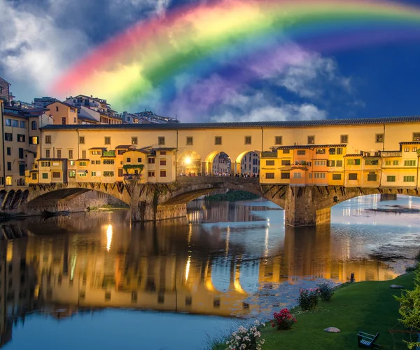 Arc-en-ciel à Ponte Vecchio, Florence — Photo