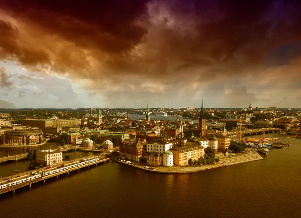 Stockholm, Zweden. Luchtfoto van de oude stad (gamla stan). — Stockfoto