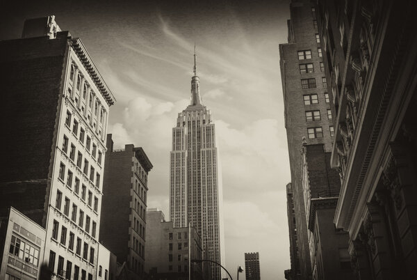 Black and White Skyline of Manhattan in New York City