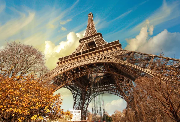 Maravillosa vista de la calle de la Torre Eiffel y la Vegetación de Invierno — Foto de Stock