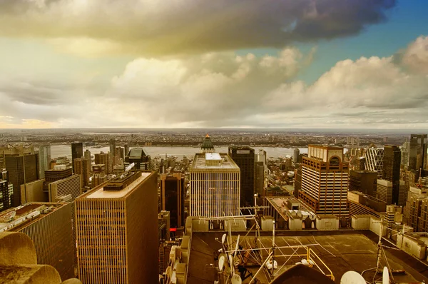 New York - Manhattan skyline al tramonto invernale — Foto Stock