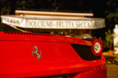 ROME - NOV 1: Red Ferrari shines at Gianicolo, November 1, 2012 clipart