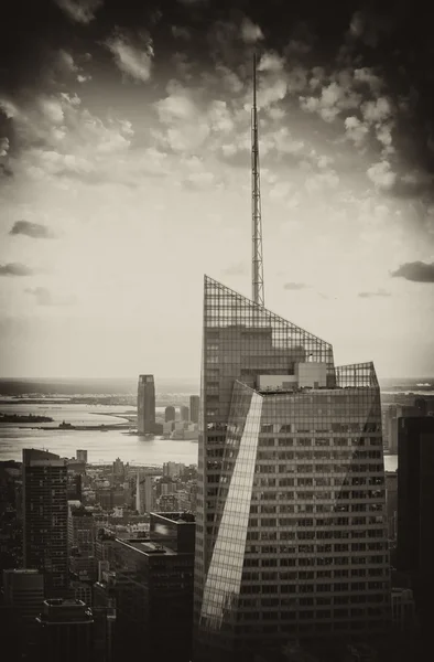 Manhattan, new york city - czarny i biały widok wysoki oko — Zdjęcie stockowe