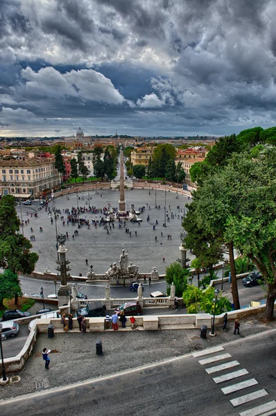 Uitzicht op piazza del popolo van pincio promenade - rome — Stockfoto