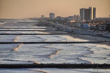 Galveston skyline and beach, Texas clipart