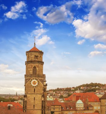 stuttgart manzarası, Almanya üzerinde harika gökyüzünü renkleri