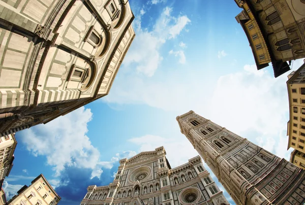 Rybie oko widokiem na piazza del Duomo w Florencja — Zdjęcie stockowe