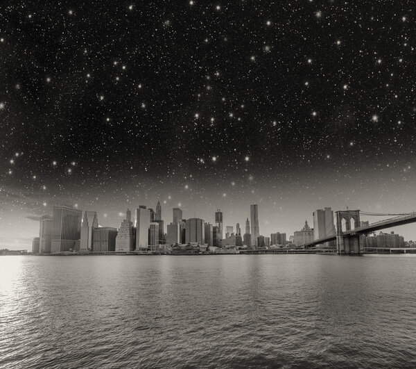 Amazing night in New York City - Stars above Skyscrapers - U.S.A.