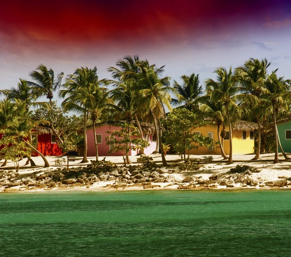 Huizen in de buurt van de zee in het Caribisch gebied — Stockfoto