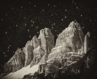 High Peaks of Dolomites. Italian Alps scenario at night clipart