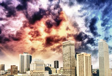 Montreal siluetinin güzel gök renkli - Kanada