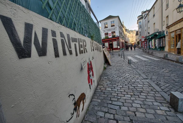 PARÍS - DIC 2: Las encantadoras calles de Montmartre, diciembre — Foto de Stock