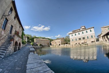 bagno vignoni, tusc ortaçağ köyü eski termal hamam