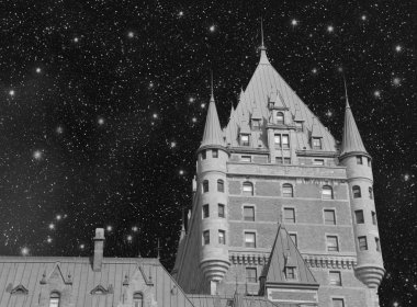 Quebec city Kalesi, Kanada. chateau de fronte üzerinde güzel gökyüzü