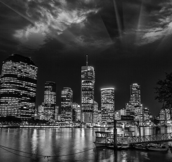 Brisbane, Australia. Wonderful cityscape at night with river and