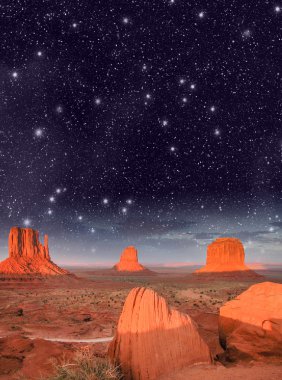 harika gece boyunca ünlü buttes monument valley, utah, ABD