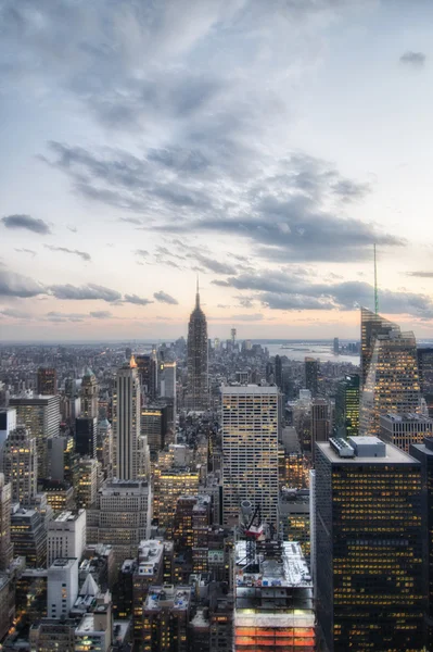 Ciudad de Nueva York horizonte atardecer — Foto de Stock