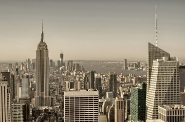 New york şehri. Şehir gökdelenlerin muhteşem havadan görünümü