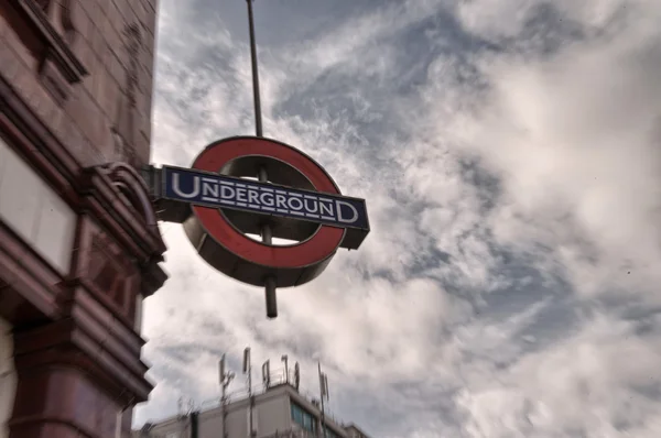 LONDON - SEP 30: London Underground station symbol on September — Stock Photo, Image