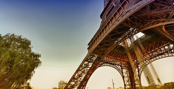 Bela vista da Torre Eiffel com vegetação — Fotografia de Stock