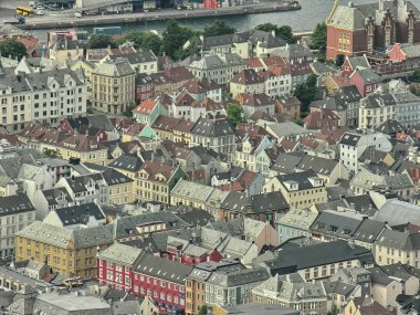 Bergen, Norveç. güzel hava şehir manzaralı yaz sezonu