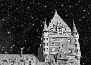 Quebec city Kalesi, Kanada. chateau de fronte üzerinde güzel gökyüzü