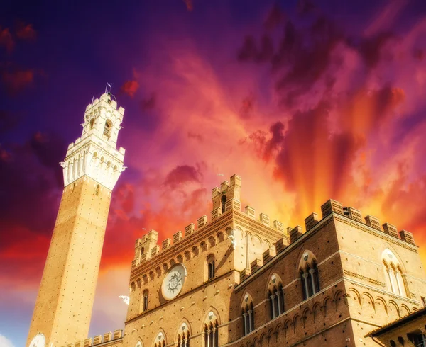 Siena, Itália. Bela vista da Piazza del Campo — Fotografia de Stock