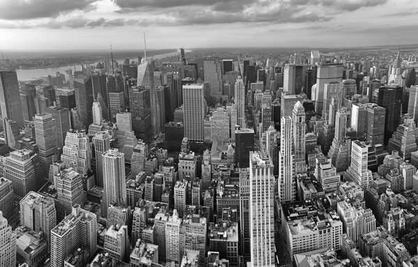 New York City. Wonderful panoramic aerial view of Manhattan Midtown Skyscrapers.