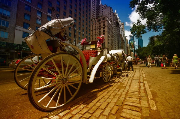 NOVA CIDADE DA IORQUE - JUN 12: Carruagem de cavalos perto do Central Park na 59th st — Fotografia de Stock