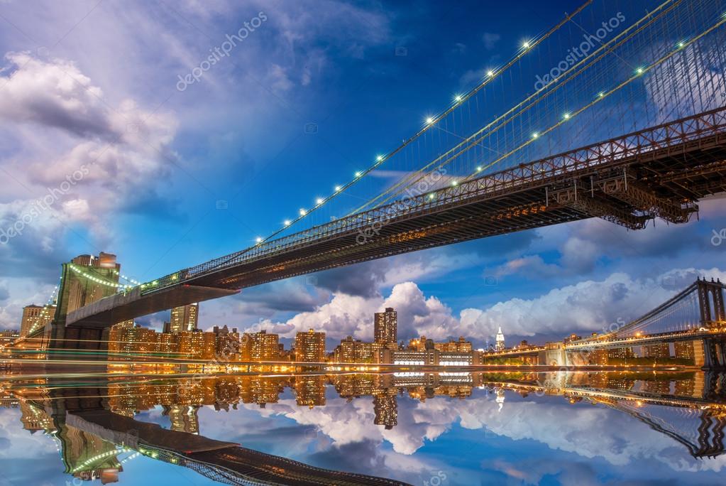 Wonderful panoramic sunset with Brooklyn and Manhattan Bridge re ⬇ ...