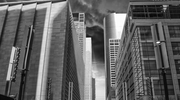 Black and White view of Houston Buildings