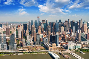 new york manzarasına muhteşem helikopter.
