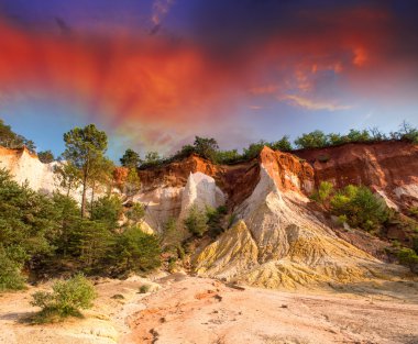 Colorado Provencal, Provence -France. Beautiful red rocks landsc clipart