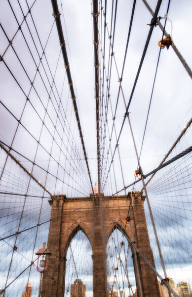 New York City. Famous landmark of Brooklyn Bridge.