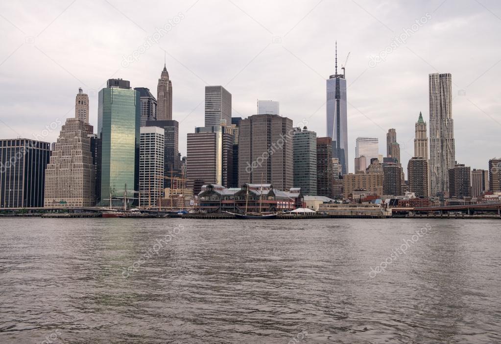 Manhattan skyline as seen from Brooklyn side - New York, NYC