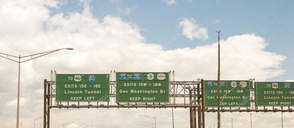 Interstate signs and directions near New York City