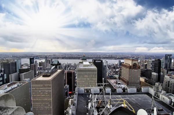 Nova Iorque - horizonte de Manhattan no pôr-do-sol de inverno — Fotografia de Stock