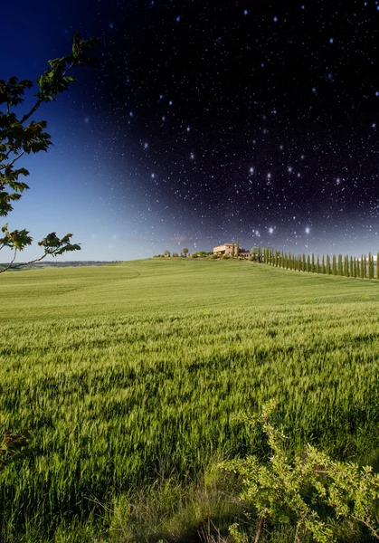 Groene landschap van Toscane in de lentetijd — Stockfoto