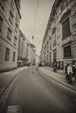 Viyana - Ocak 6: Turist şehir sokaklar boyunca