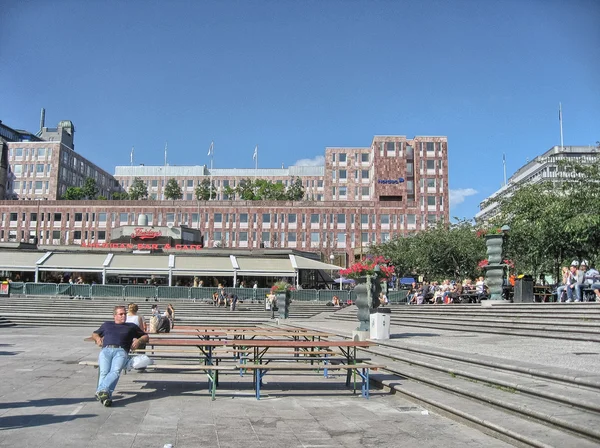 СТОКГОЛЬМ - АУГ 15: Туристы на улицах города, 15 августа 2007 года в Лицензионные Стоковые Изображения